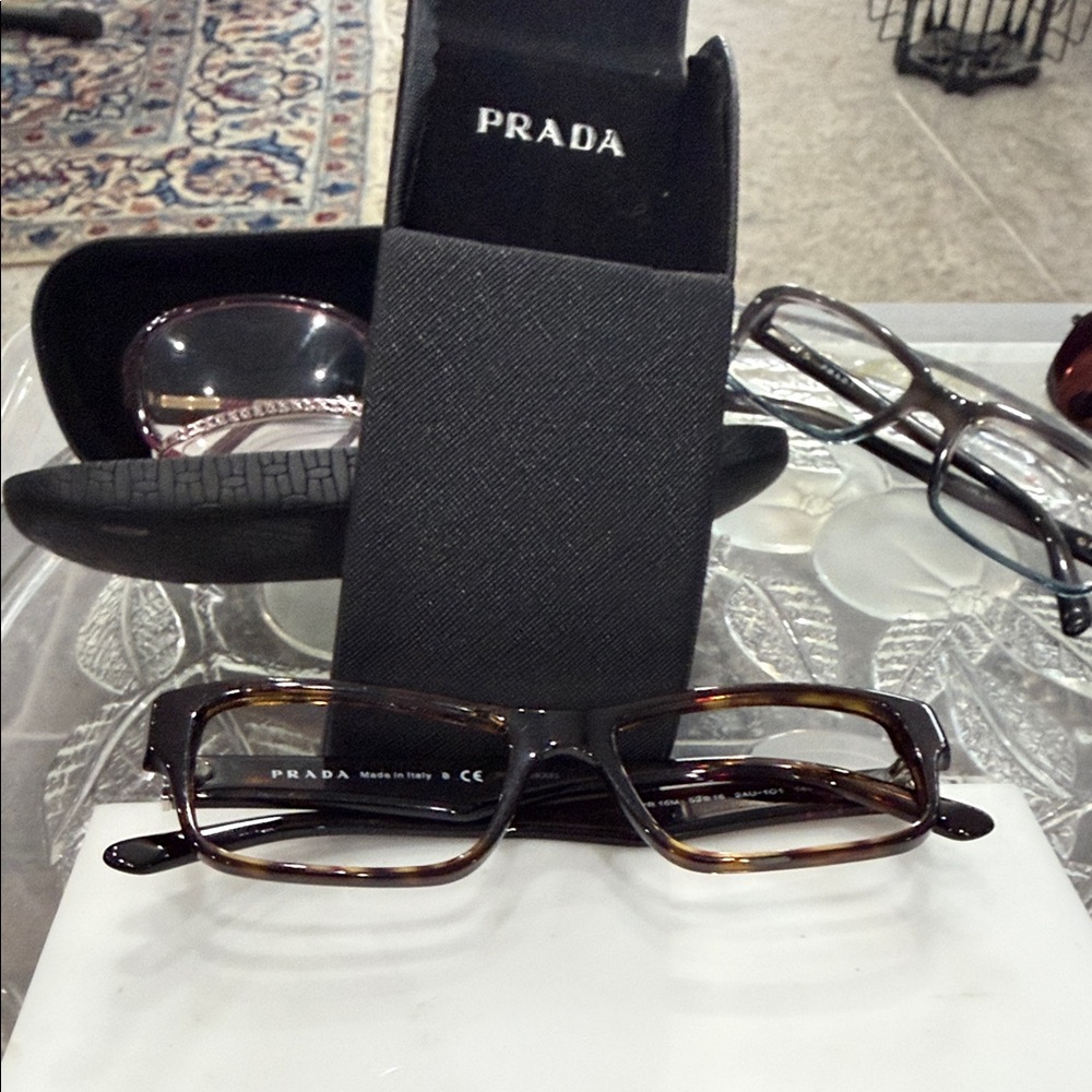 Prada Brown Rectangular Glasses - image 1